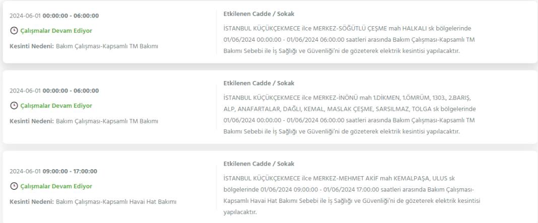 İstanbul'da Bugün 1 Haziran Cumartesi Elektrik Kesintisi Yaşanacak İlçeler 22